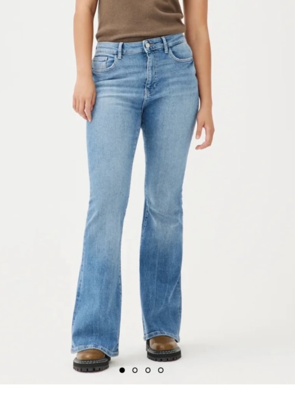 Warp + Weft Mia Miami Flare Jeans Burnout Wash Stretch Denim size 14/32